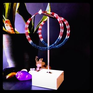 2.75” Handmade Lightweight Patriotic Hoop Earrings